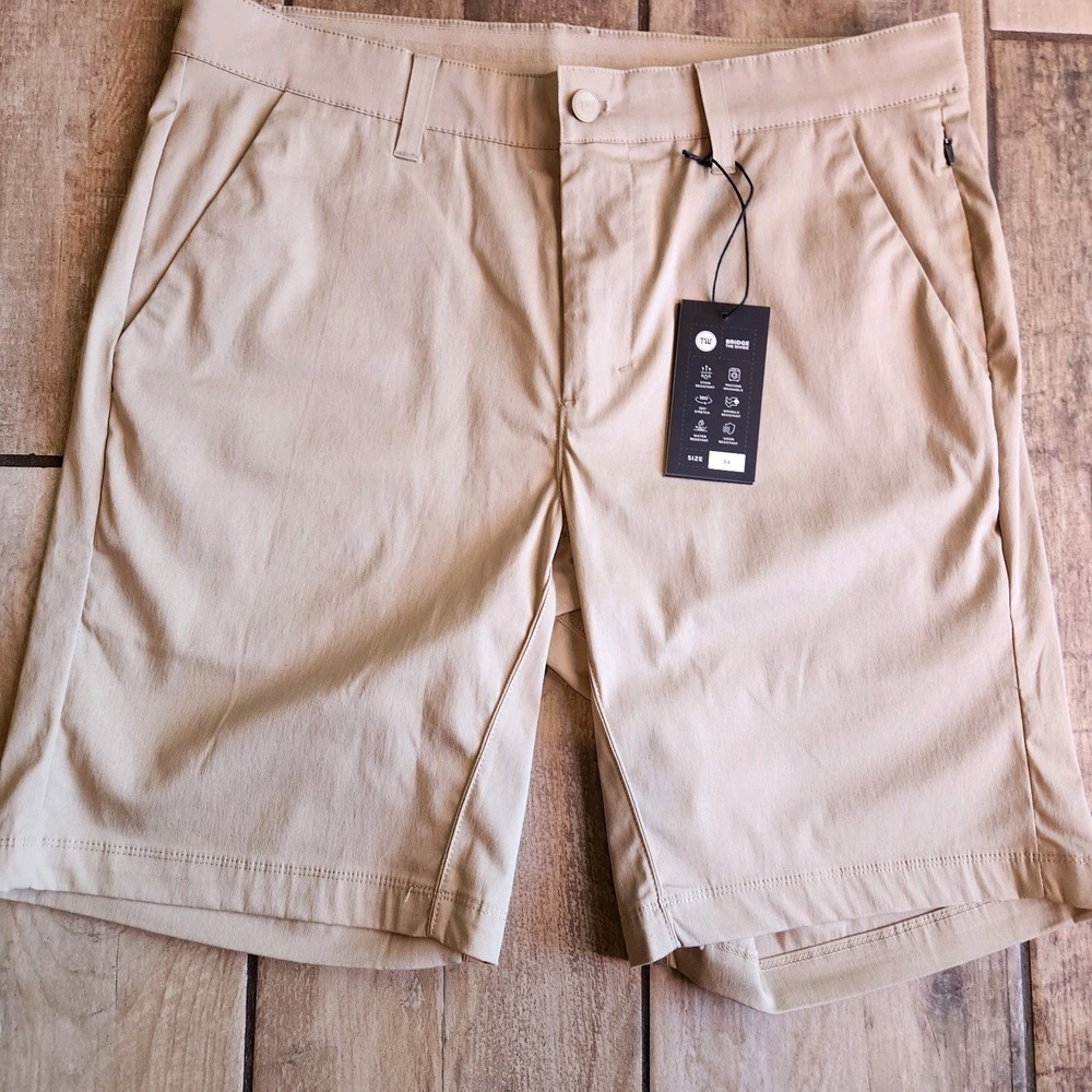 Truwear Men's Khaki Golf Chino Performance Shorts 34 NWT Lot Of 2.